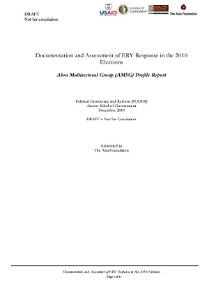 Documentation and Assessment of ERV Response in the 2010 Elections (Draft)