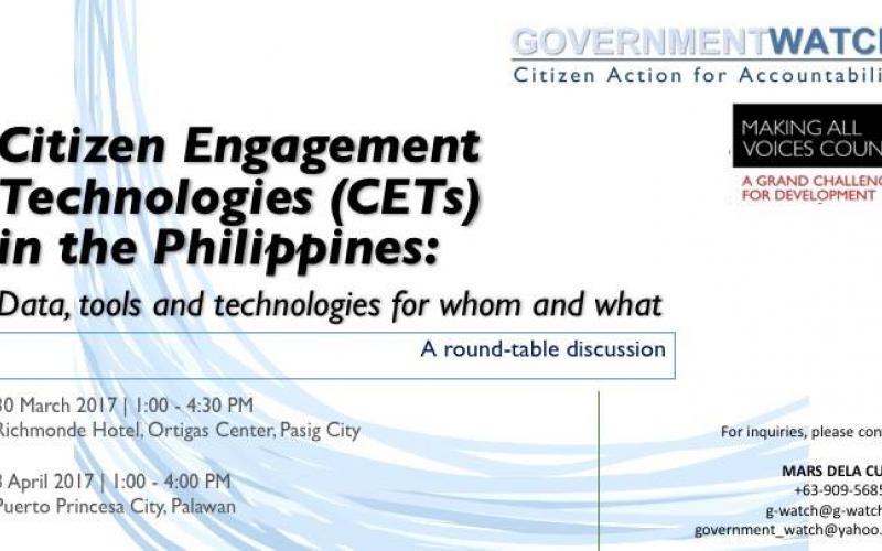 Citizen Engagement Technologies (CET): Data, tools and technologies for whom and what